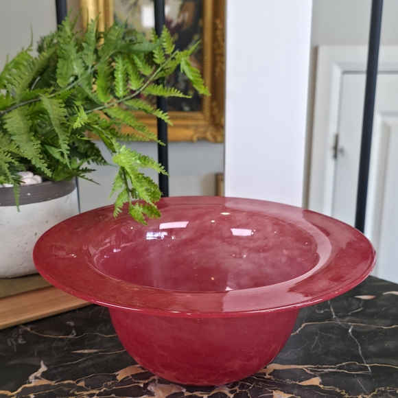 Cose Nostre Pink Swirl Art Glass Bowl Wide Flared Rim Italy Style 10.5" - Picture 1 of 10